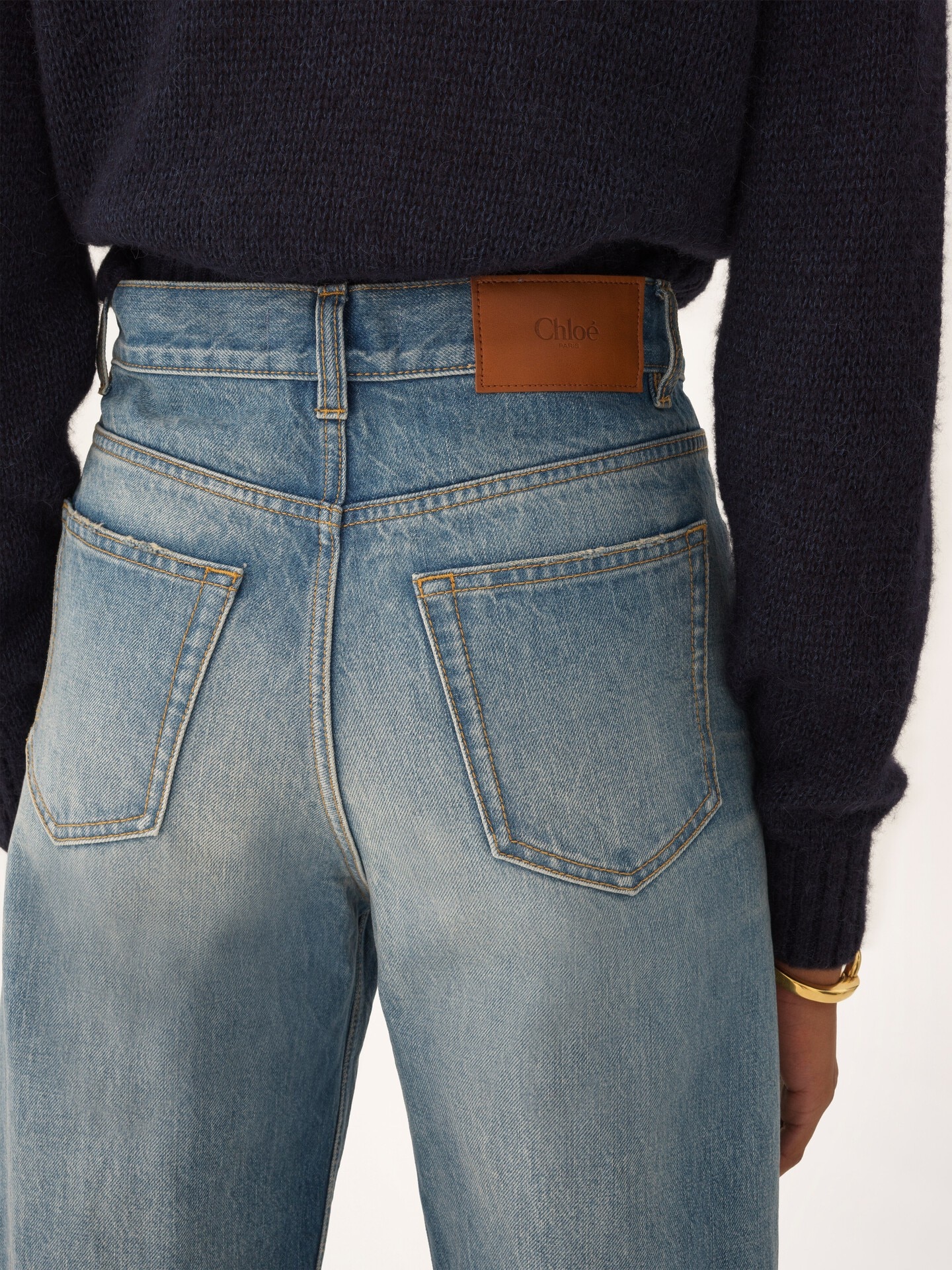 High-rise cropped jeans in denim - 5.0