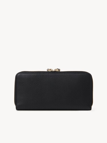 Alphabet zipped long wallet in grained leather - 3