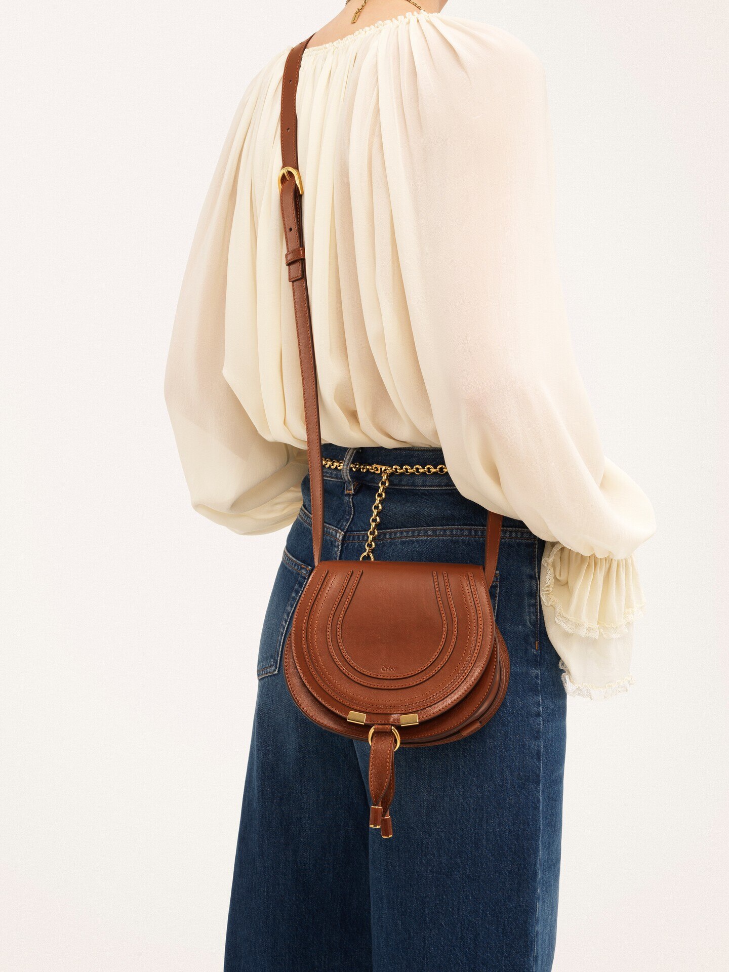 Small Marcie saddle bag in shiny leather - 2.0
