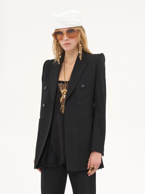 Tailored jacket in wool grain de poudre
