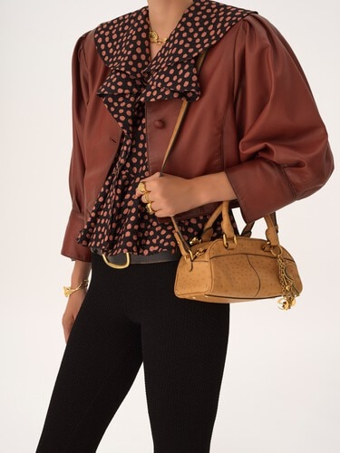 Small Chlo&eacute; bowling bag in ostrich-effect leather - 3