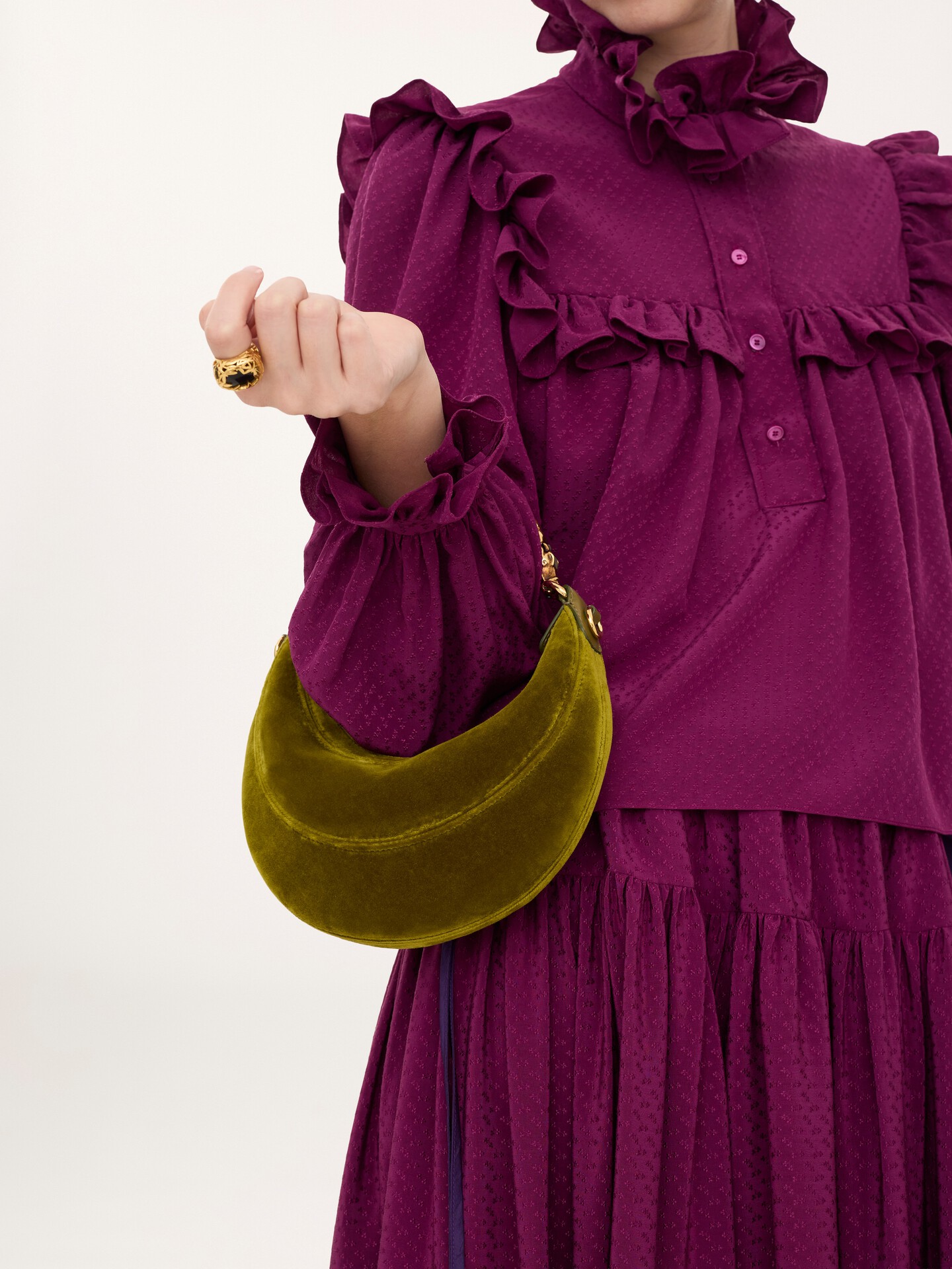 Small Chain Horse shoulder bag in velvet - 3.0