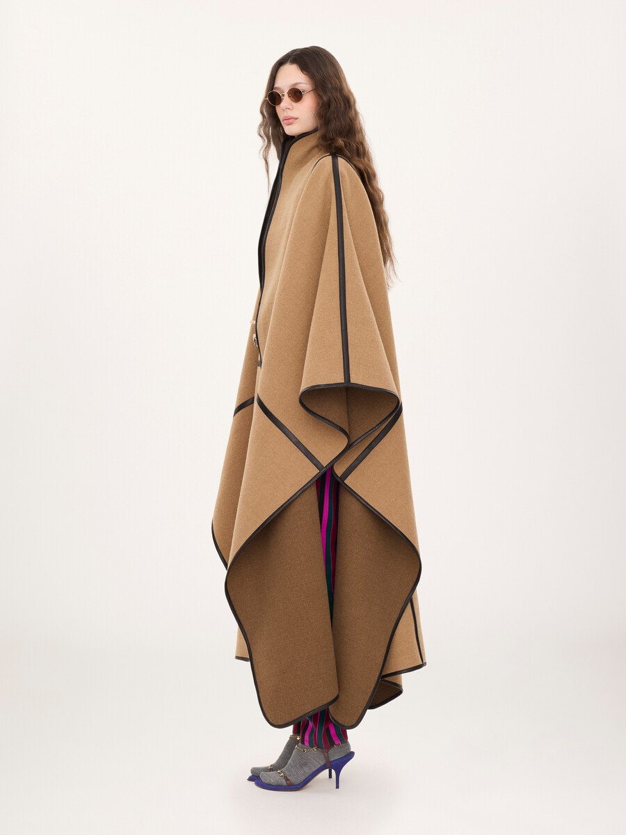 Oversized long cape coat in wool - 6