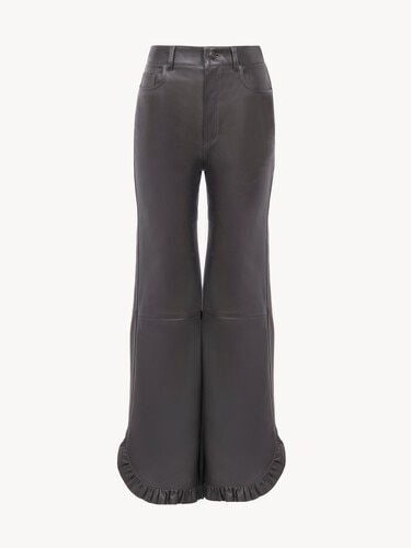 Ruffled flared pants in leather - 2