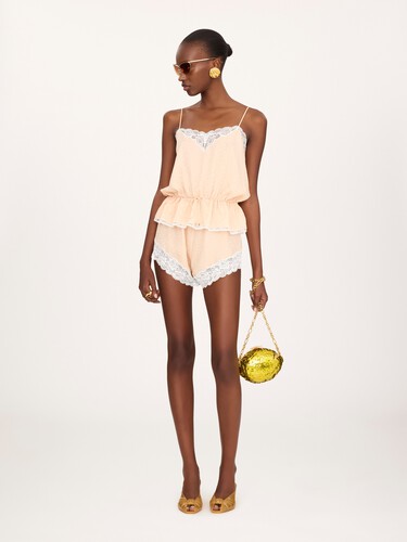 Lingerie shorts in silk jacquard & lace - 3