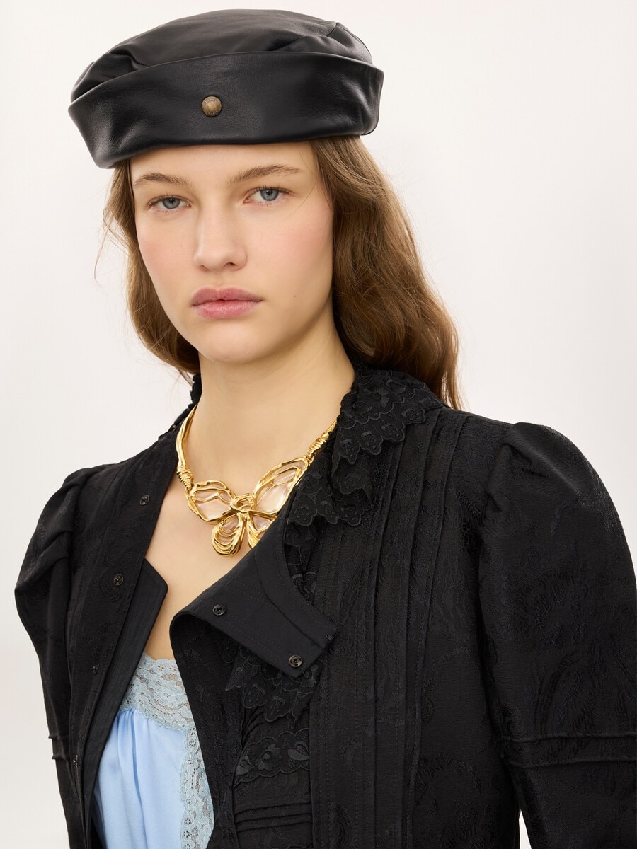 Fitted jacket in silk-blend jacquard & lace - 7