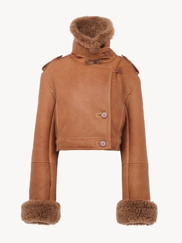Chaqueta cropped de corte boxy de cuero - 2