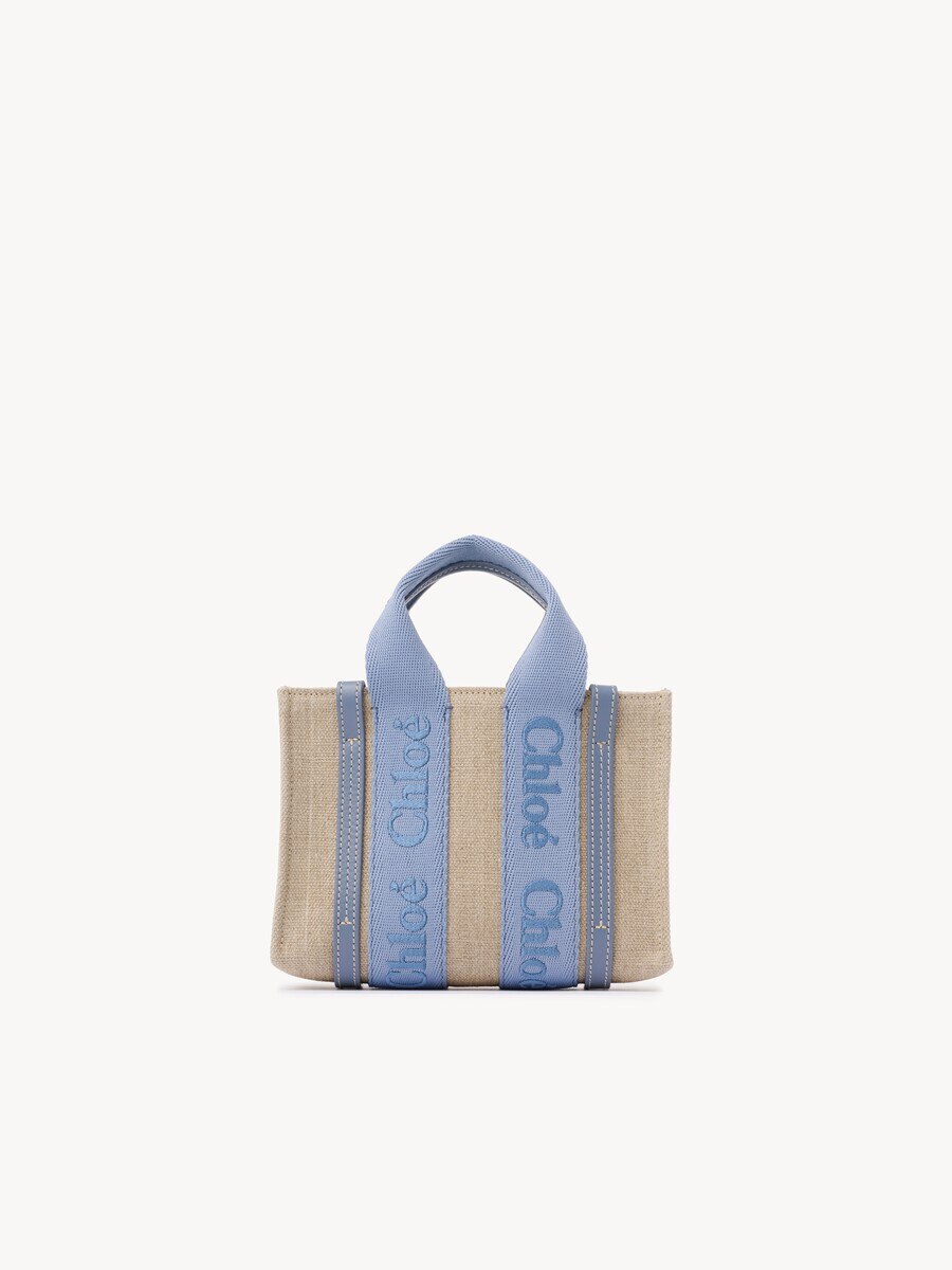 Mini Woody tote bag in linen - 4