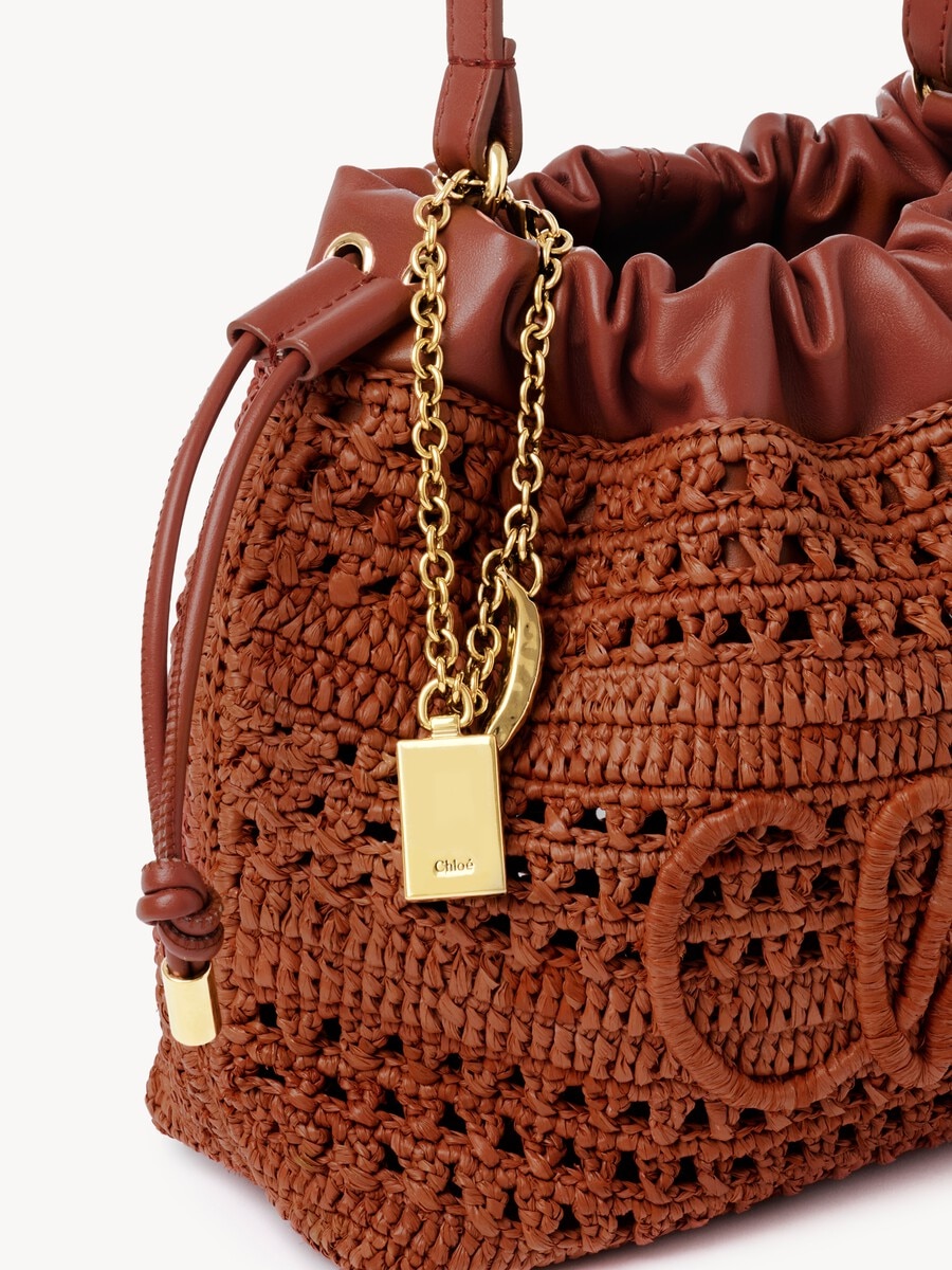 Minibolso de hombro con cord&oacute;n Summer Banana de rafia - 7