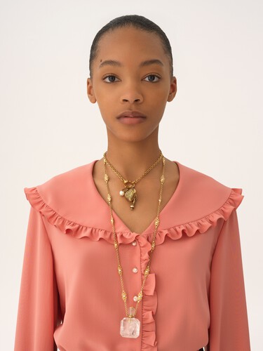 Fluid ruffle blouse in cr&ecirc;pe de chine - 7