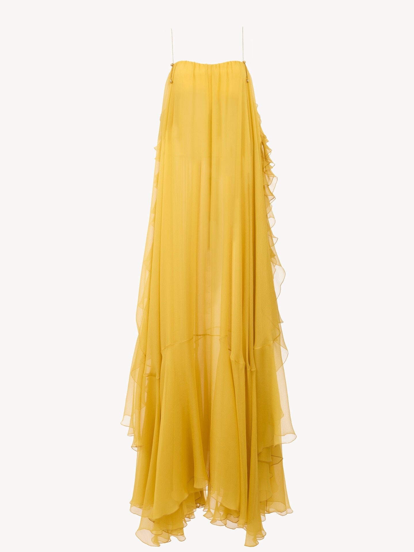 Sleeveless long dress in silk mousseline - 2.0