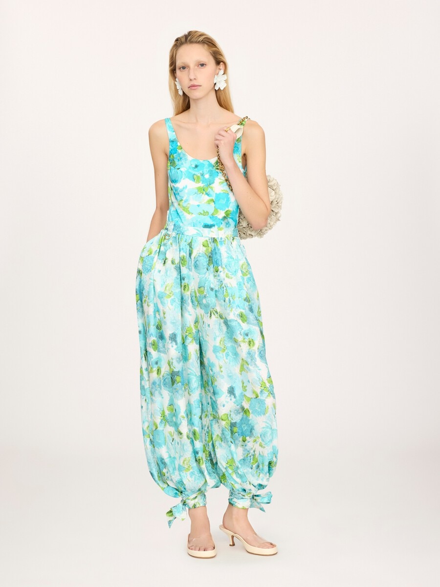 Fluid pleated pants in silk jacquard - 2