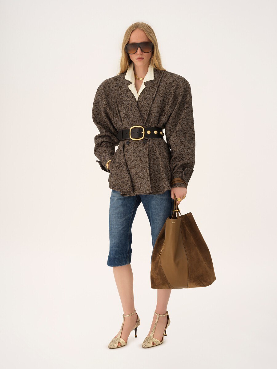 Bolso tote Chlo&eacute; Spin grande de ante y cuero granulado - 7