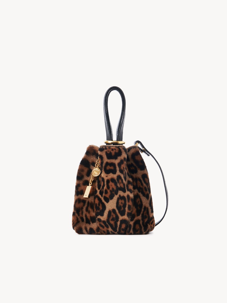Bolso tote peque&ntilde;o Chlo&eacute; Spin de cuero de borrego con estampado de leopardo - 2