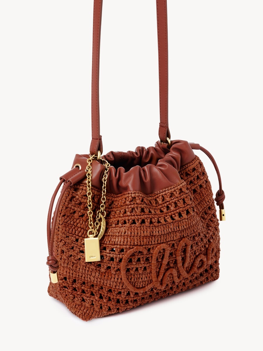Minibolso de hombro con cord&oacute;n Summer Banana de rafia - 4