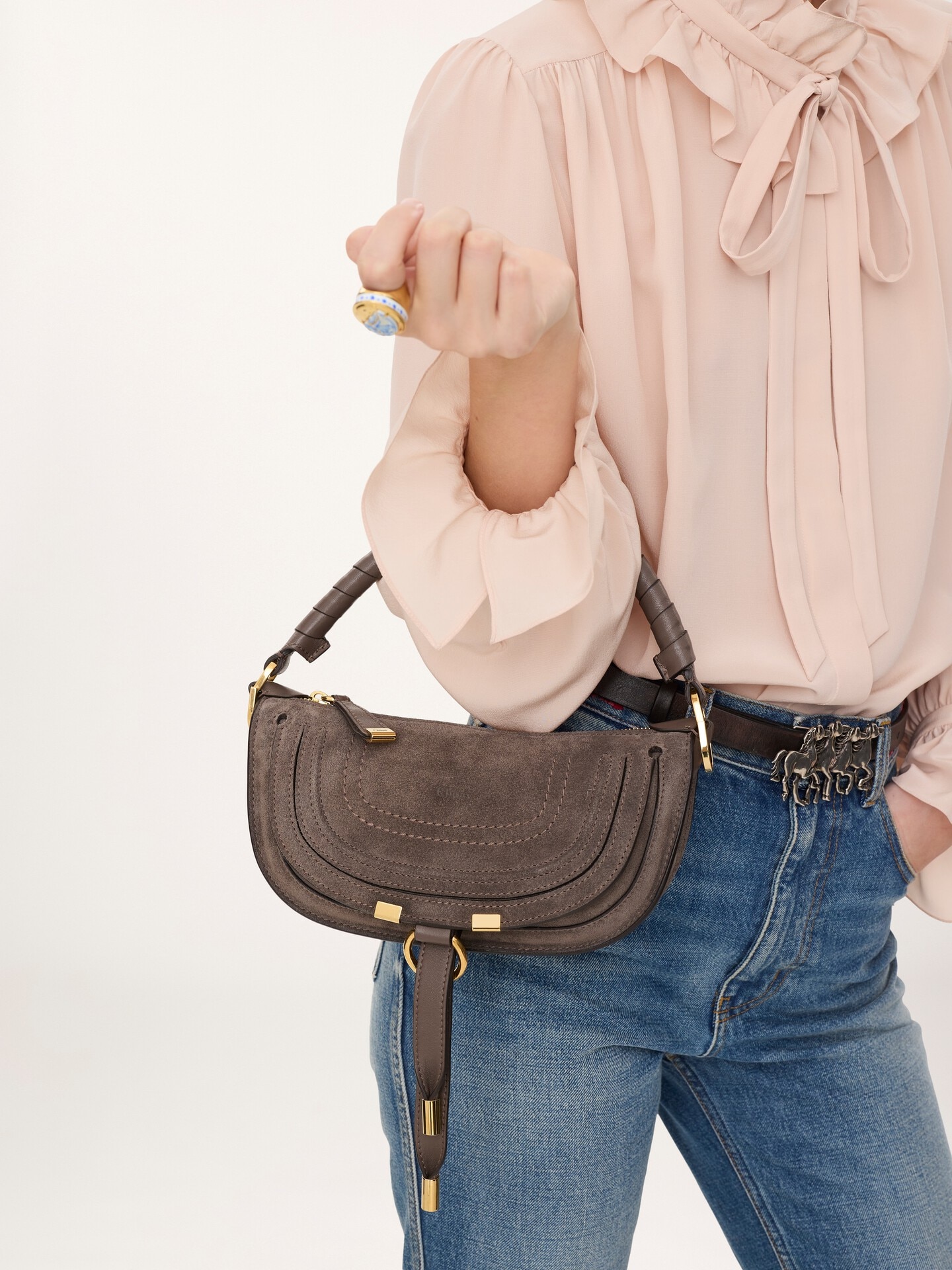 Mini Marcie shoulder bag in suede leather - 2.0