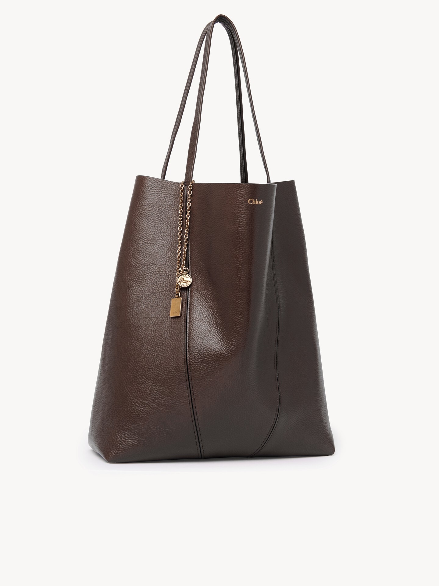 Large Chlo&eacute; Spin tote bag in grained leather - 5.0