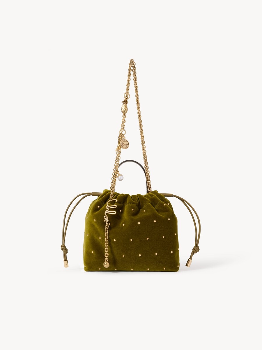 Mini Chlo&eacute; Icons shoulder bag with chain in velvet with studs - 1