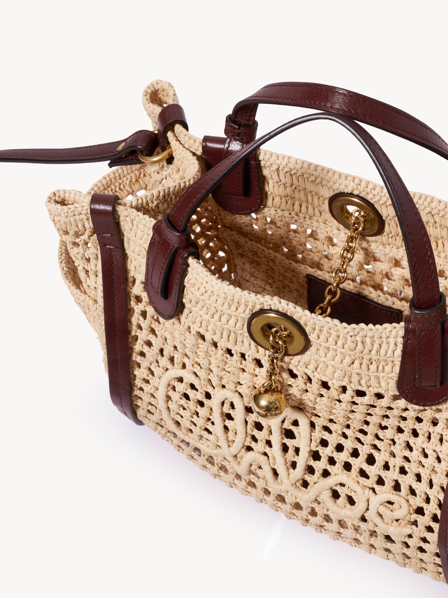 Small Chlo&eacute; Iconic double carry bag in raffia - 4.0