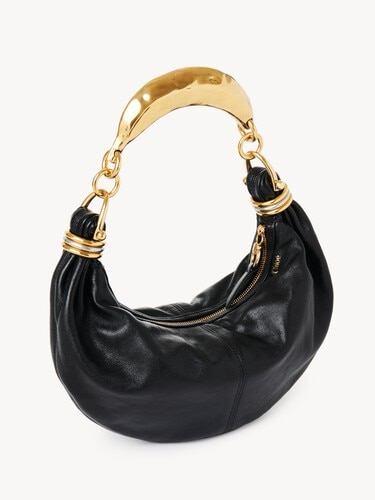 Small Bracelet hobo Bag in grained leather - 6