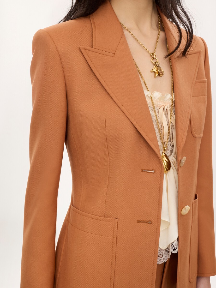 Chaqueta de sastre con botonadura sencilla de gabardina de lana - 7