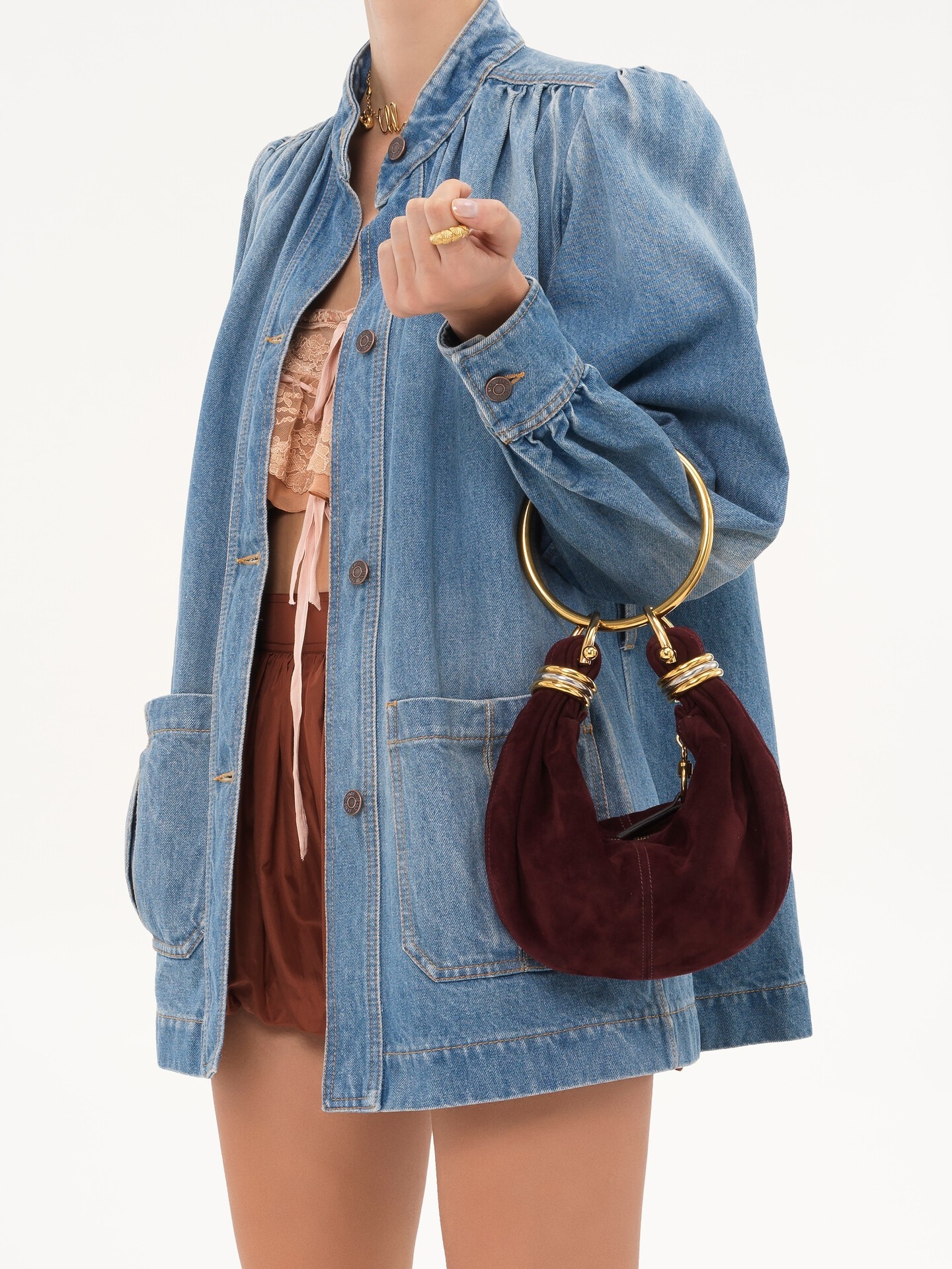 Mini Bracelet Hobo bag in suede leather - 2.0