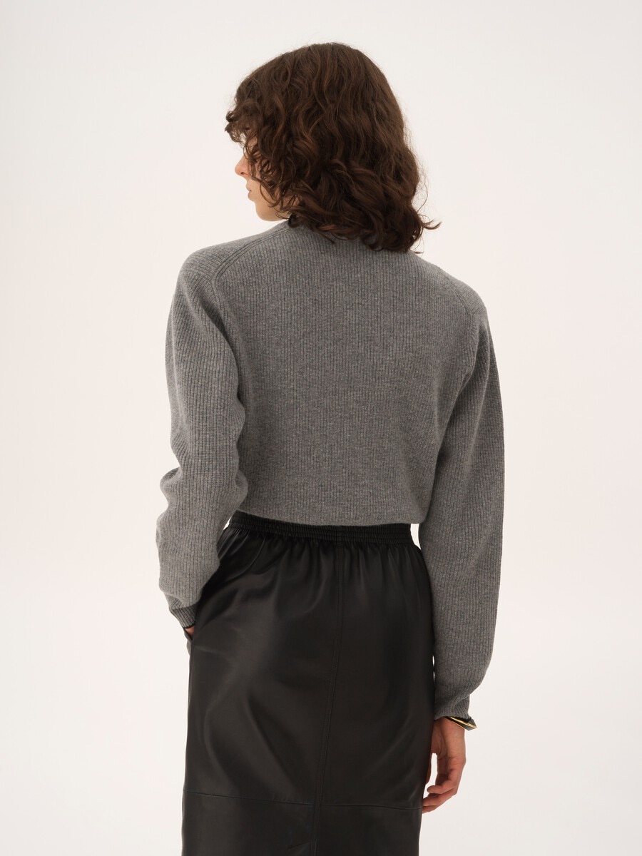 Jersey cropped ajustado con logotipo de punto de lana - 5