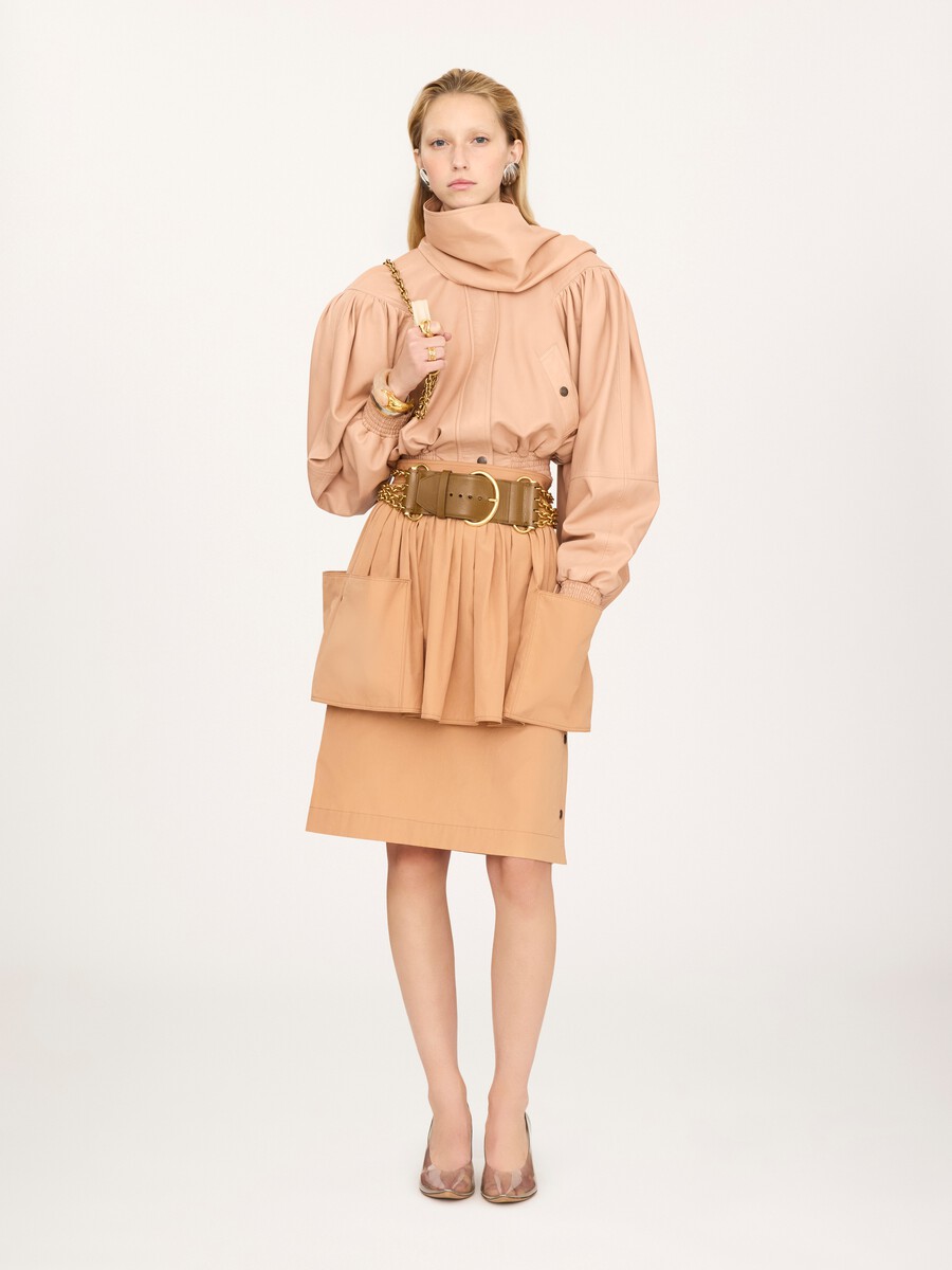 Cropped scarf jacket in leather - 3