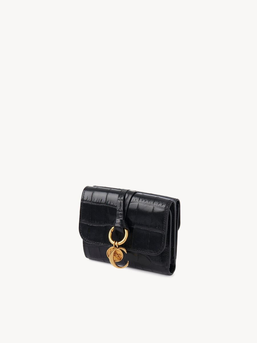 Small Alphabet tri-fold in croco-effect leather - 3
