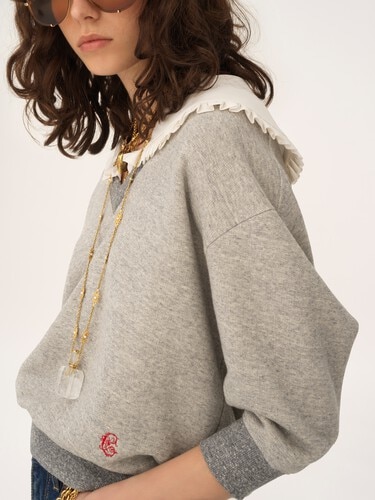 Collar sweater in chin&eacute; fleece - 5