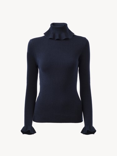 Jersey de cuello alto ajustado confeccionado en punto de lana y algod&oacute;n. - 1