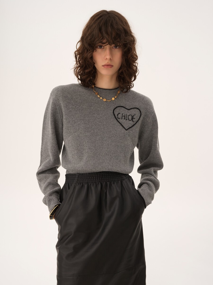 Jersey cropped ajustado con logotipo de punto de lana - 4