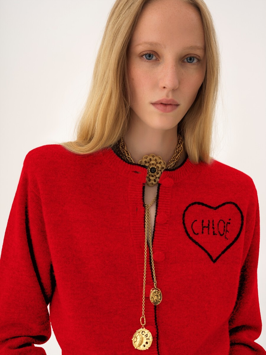 Fitted logo cardigan in a wool & cashmere knit - 5