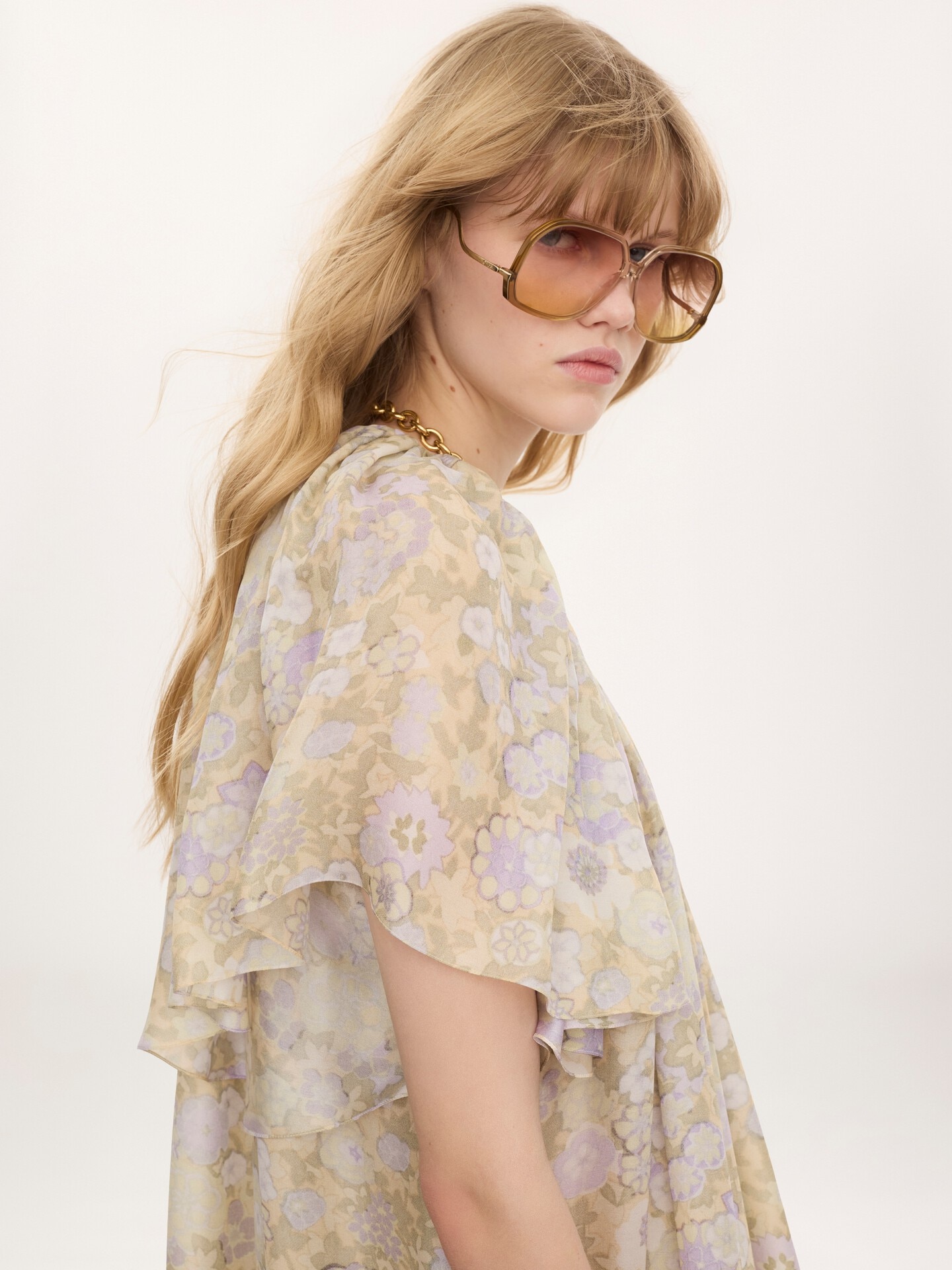 Short pleated dress in silk charmeuse - 6.0