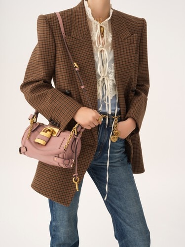 Bolso peque&ntilde;o de cadena Paddington de cuero granulado - 3