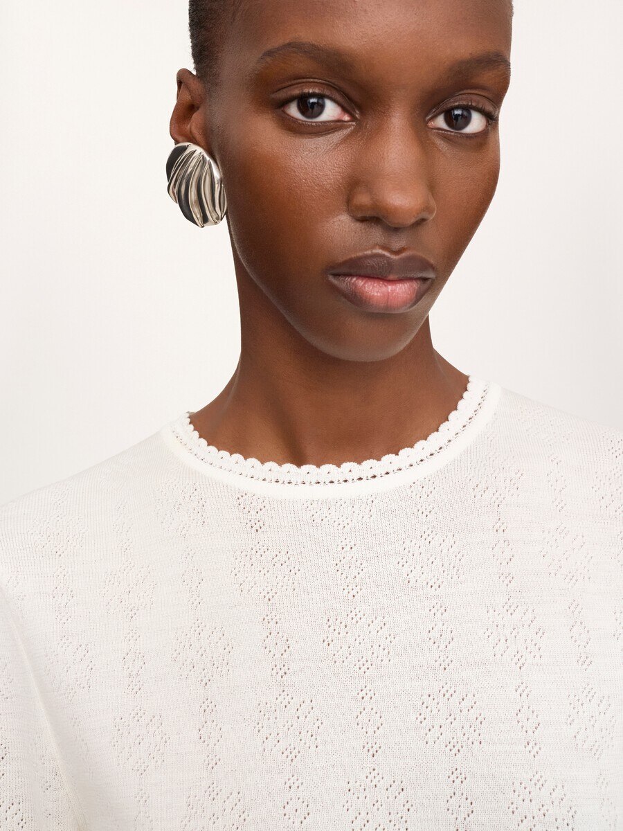 Cropped ruffle sweater in a wool knit - 7