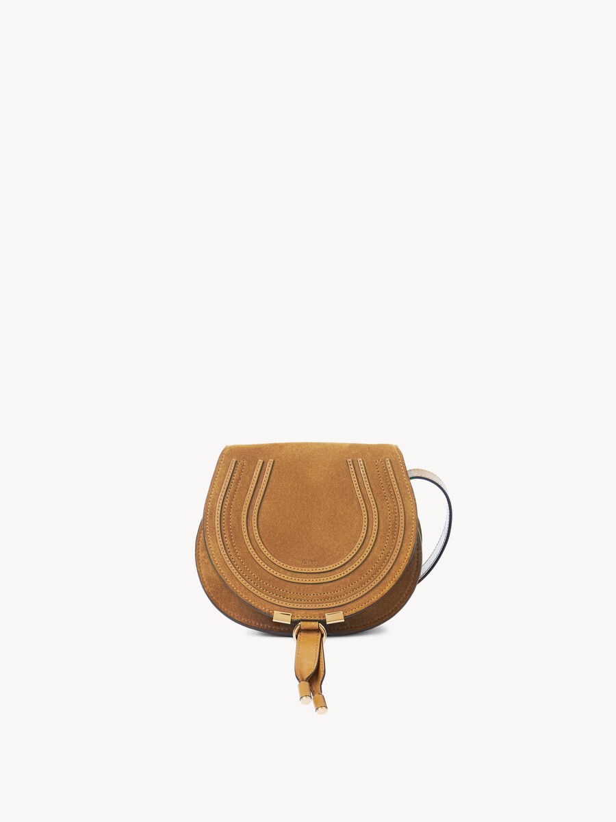 Small Marcie saddle bag in suede leather - 1