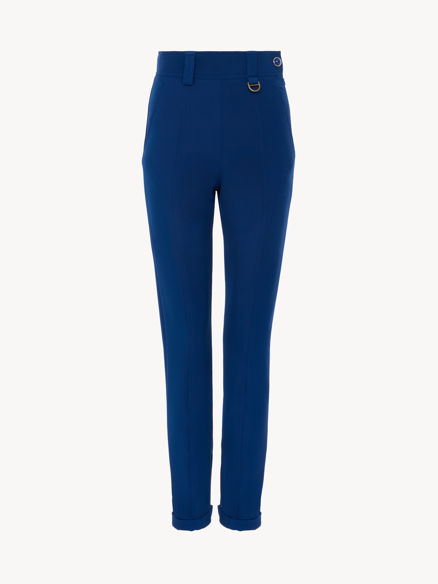 Pantalon taille haute ajust&eacute; en tricotine stretch - 2.0