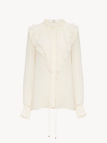 Ruffled blouse in silk georgette - 2