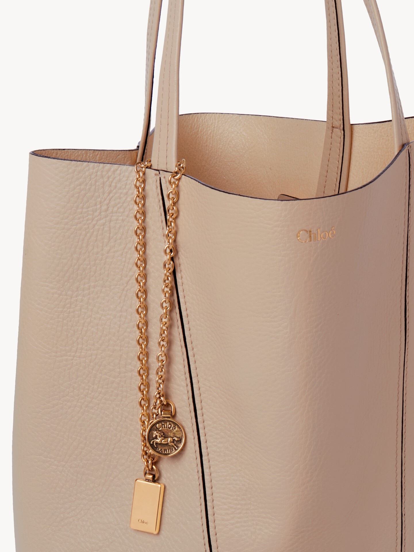 Chlo&eacute; Spin tote bag in grained leather - 5.0