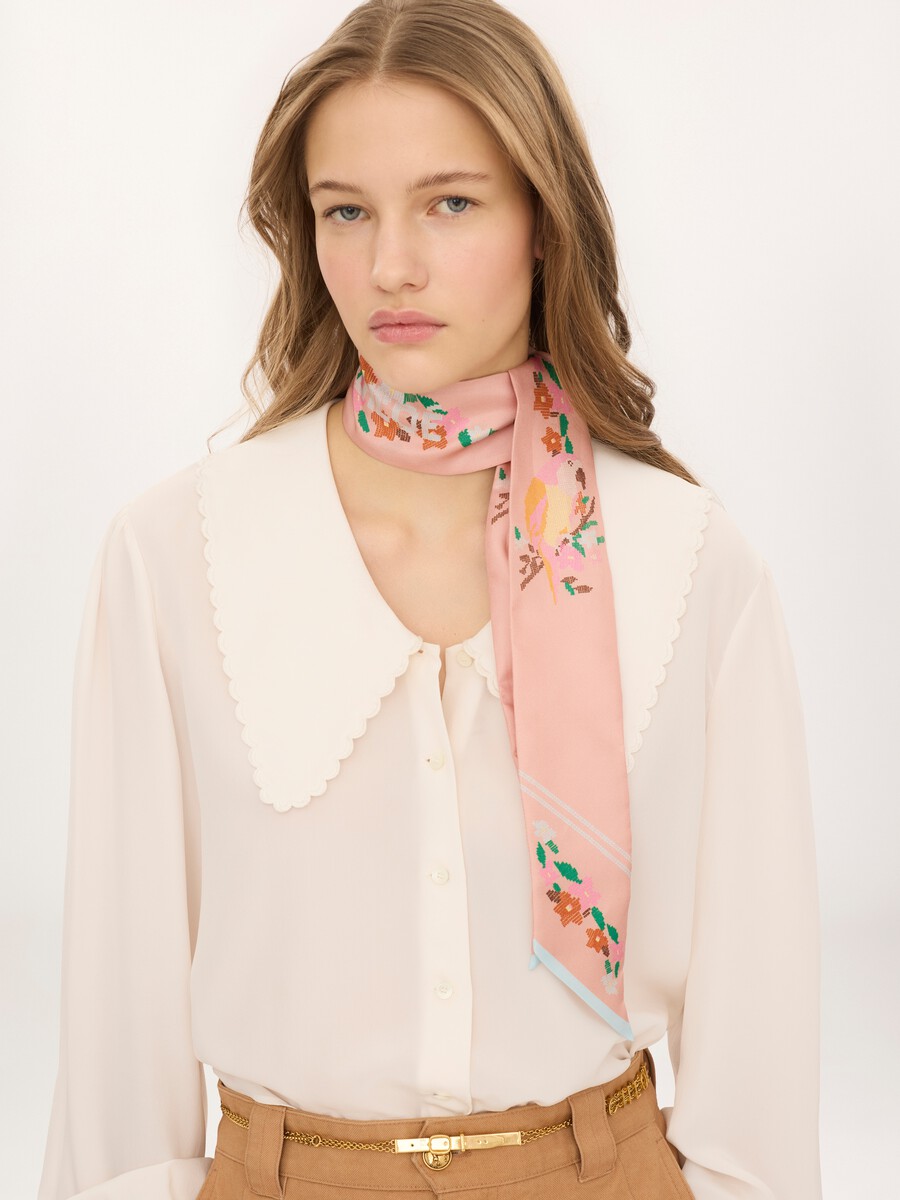 Pa&ntilde;uelo bandeau Chlo&eacute; Parrot en twill de seda - 3