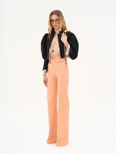 Chaqueta cropped con mangas abullonadas faya de seda - 3