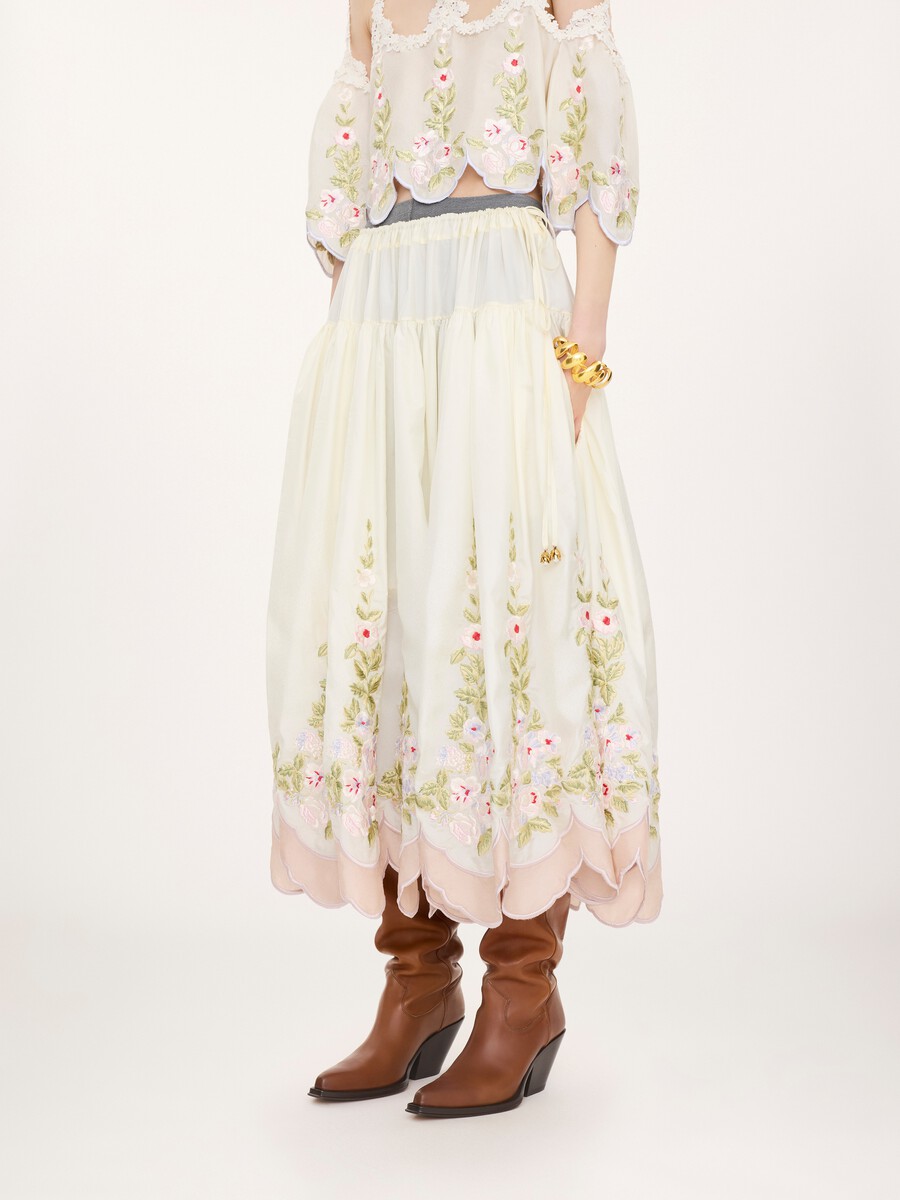 Gathered long skirt in technical taffeta - 3