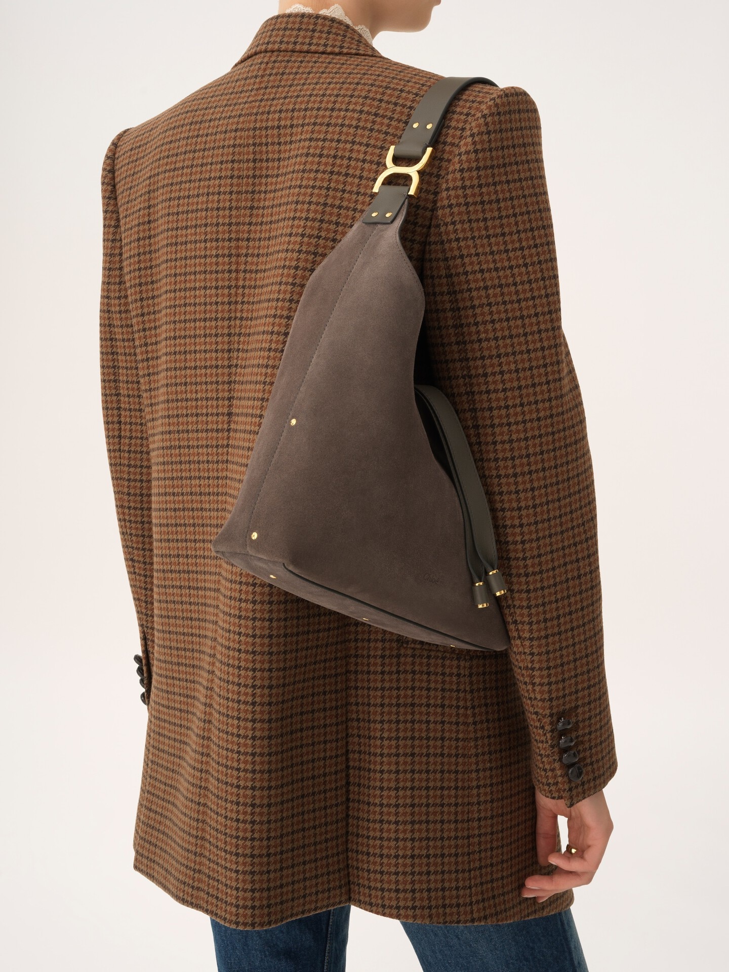 Petit sac hobo Marcie en cuir velours - 2.0