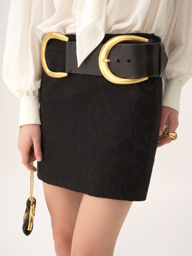 Straight mini skirt in a wool-mix jacquard - 6