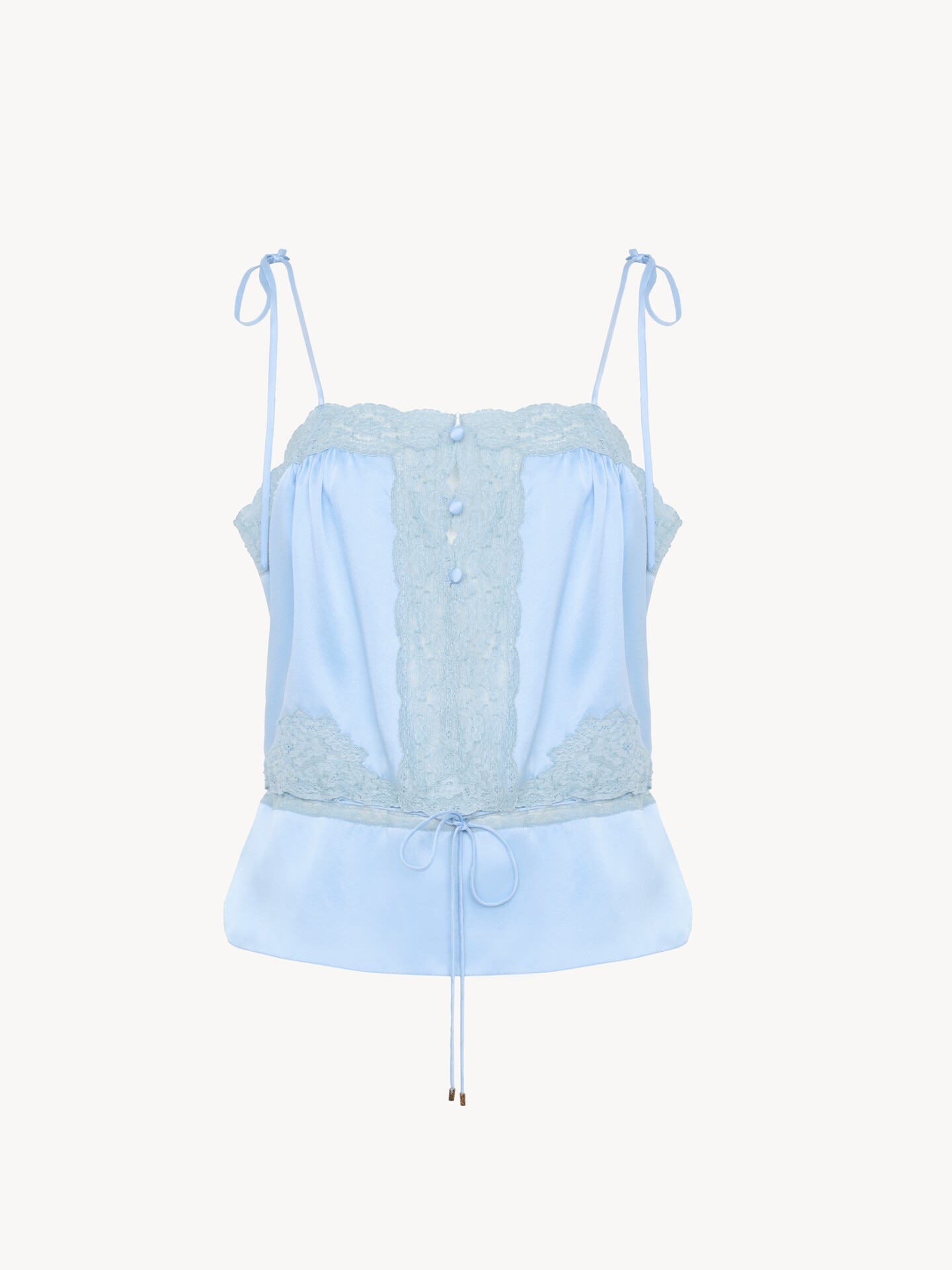 Camisole top in washed silk satin & lace - 2.0