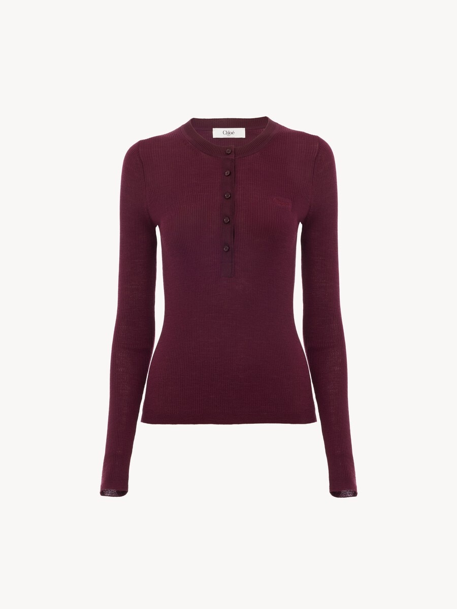 Henley shirt in superfine wool knit - 1