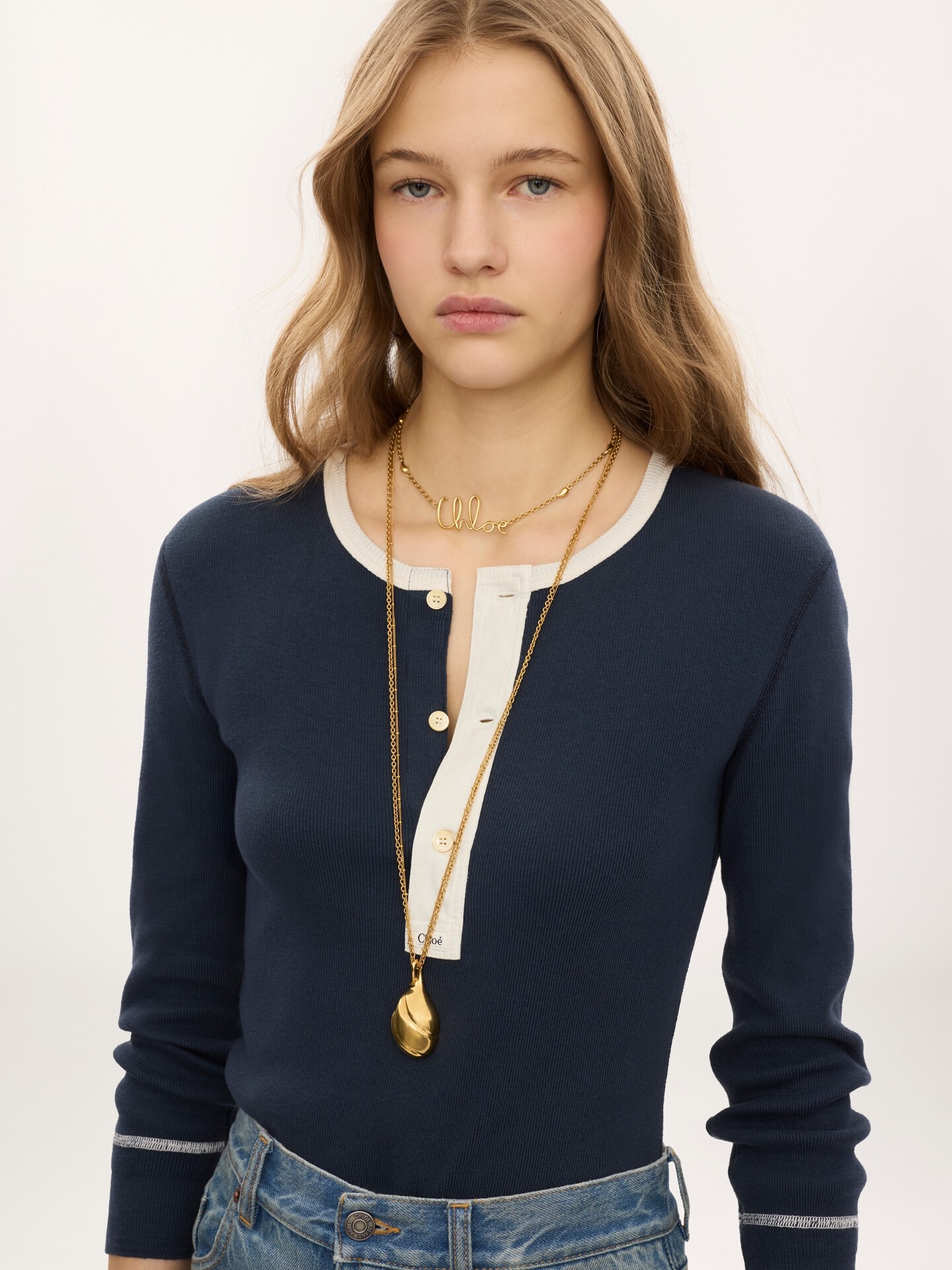 Fitted Henley shirt in cotton jersey - 5.0