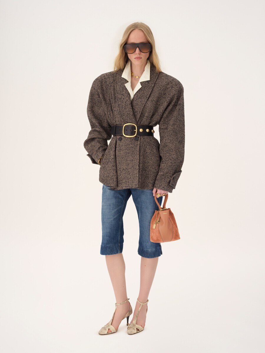 Small Chlo&eacute; Spin tote bag in grained & suede leather - 8