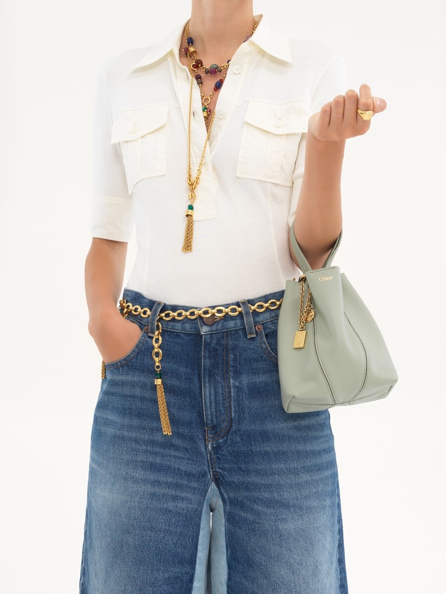 Small Chlo&eacute; Spin tote bag in grained leather - 8